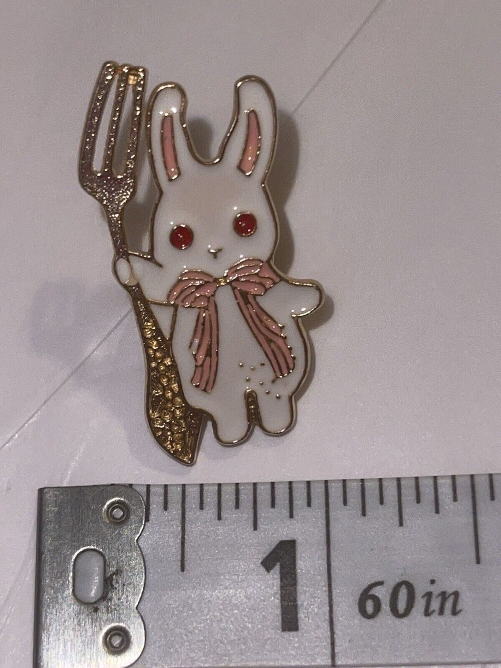 Bunny With Fork Pin Brooch